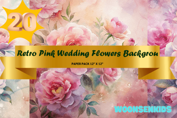 Download Top Retro Pink Wedding Flowers Background Watercolor Png Kdp Digital Paper - Premium Resources