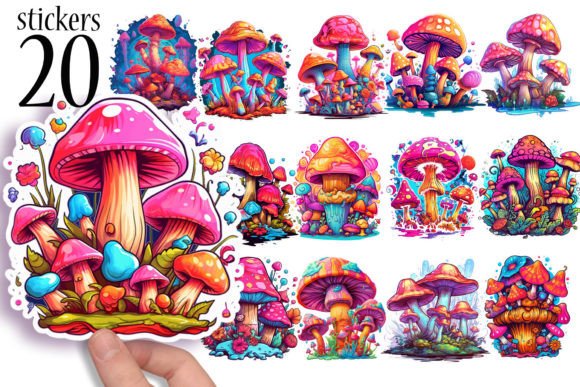 Download Mushroom Stickers Digital Printable - Digital printable Collection