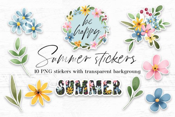 Download Summer Stickers Set, Digital Printable. - Digital printable Collection