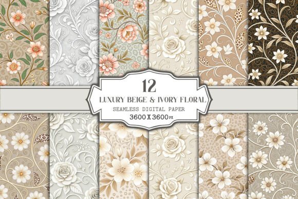 Download Luxury Beige &amp; Ivory Floral Seamless - Beige Collection