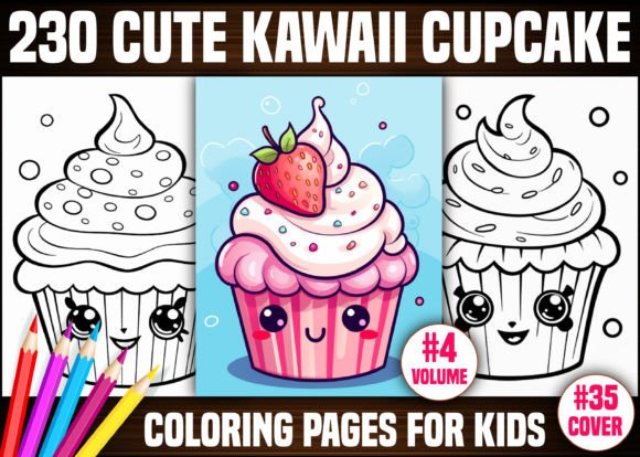 Download 230 Cute Kawaii Cupcake Coloring Pages - Premium Bundle
