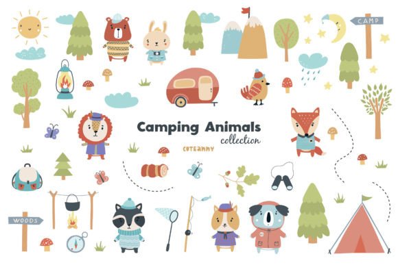 Download Camping Animal Digital Printable Clipart - Digital printable Collection
